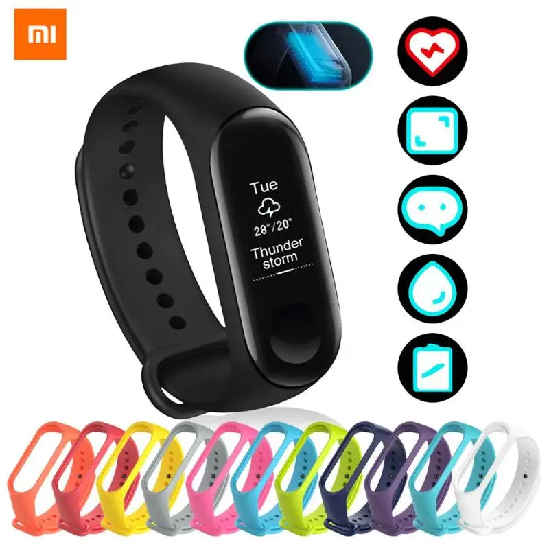Mi Band 3 OLED экран 50 м водостойкий Смарт часы ремешок браслет|Смарт-браслеты| |