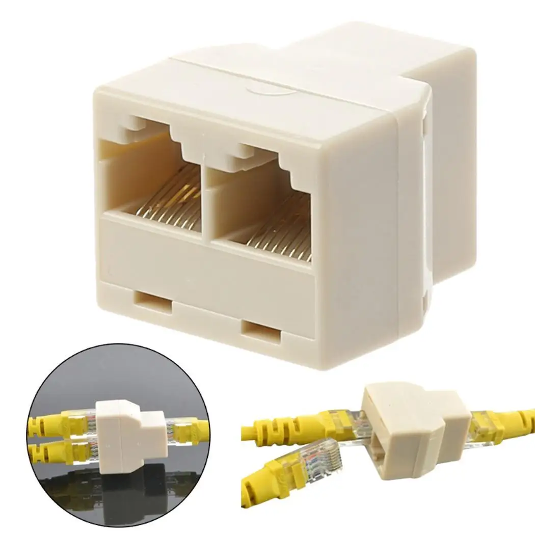 RJ45 3 Way интернет кабель сплиттер удлинитель для головок штепсельная вилка белый