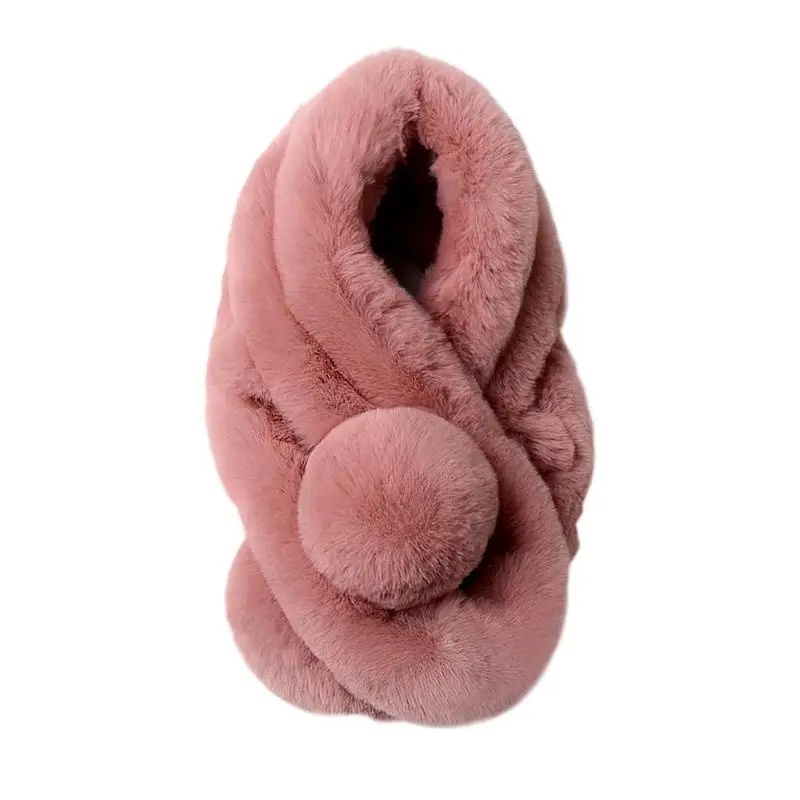Winter Keep Warm Bib Korean Version Imitation Rabbit Bristle Three Tube Collar Women Fashion Casual Hair Ball Buckle | Аксессуары для