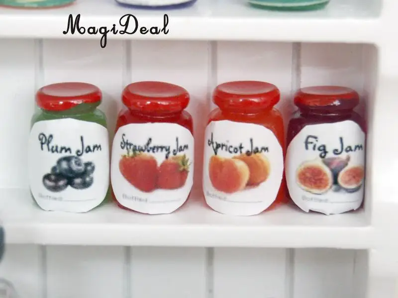 MagiDeal 4 бутылки фруктовый джем смесь вкуса пищевые продукты магазин для 1/12 весы