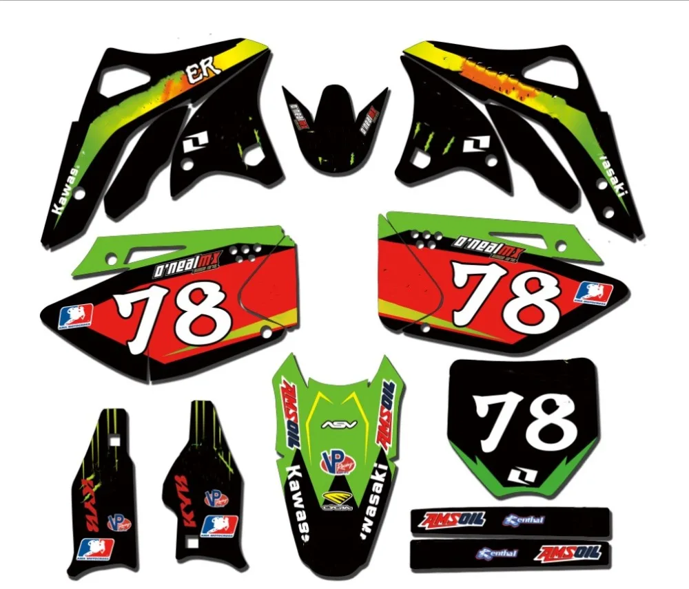 Новый стиль КОМАНДА ГРАФИКА фоны наклейки Наборы для Kawasaki KX250F KXF250 2006 2007 2008 KXF 250 KX