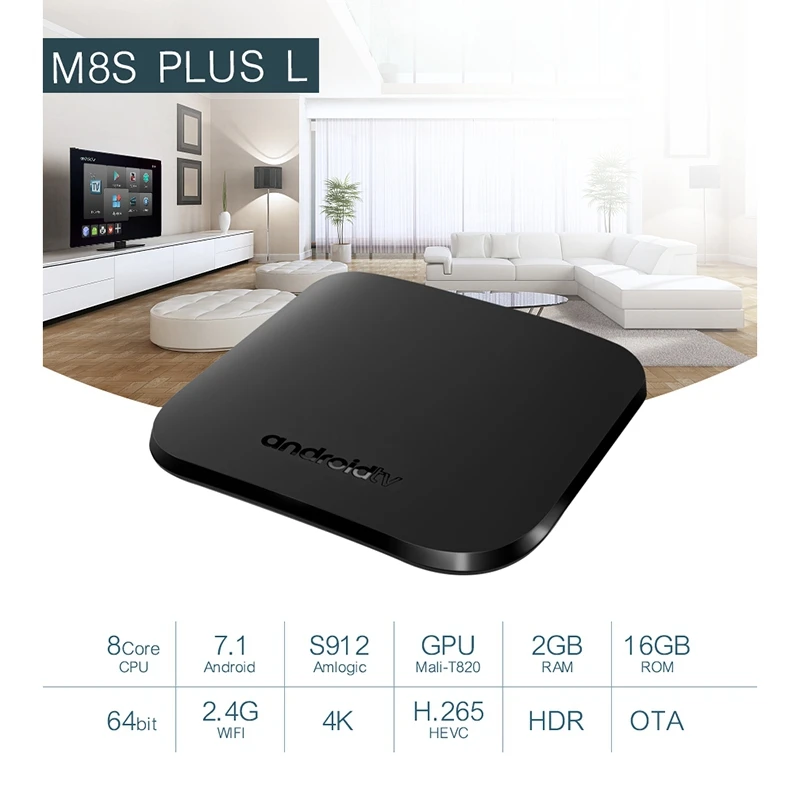 ТВ-приставка Mecool M8S Plus L Android 7 1 Восьмиядерный процессор Amlogic S912 2G Ddriii 16G Rom 2 4G/5G Wifi