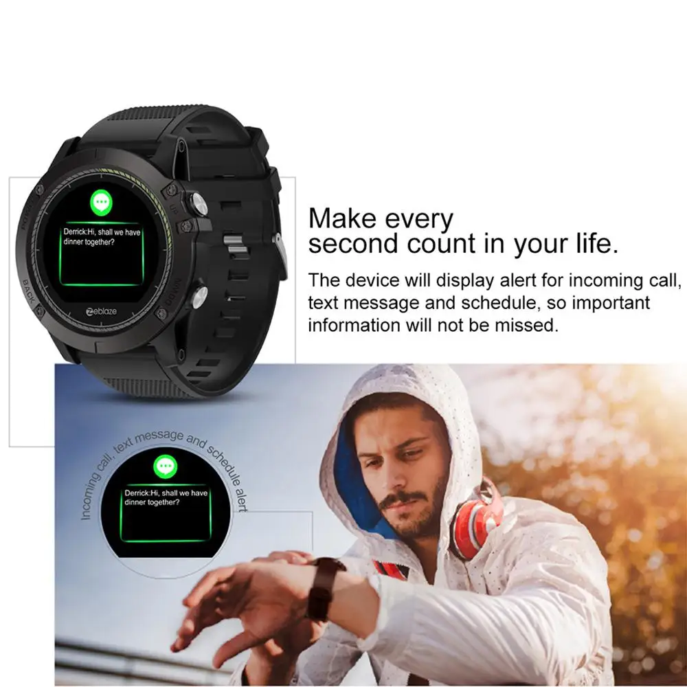 Zeblaze VIBE3 HR Smartwatch дюймов 1 22 спортивные часы Bluetooth 4 0 водостойкий