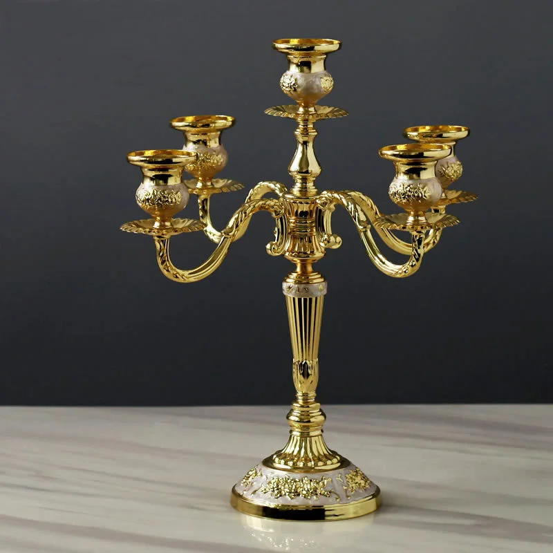 

Luxury Zinc alloy metal Metal Candle Holder Modern candlestick candelabra centerpiece for home wedding party bar decoration 2028