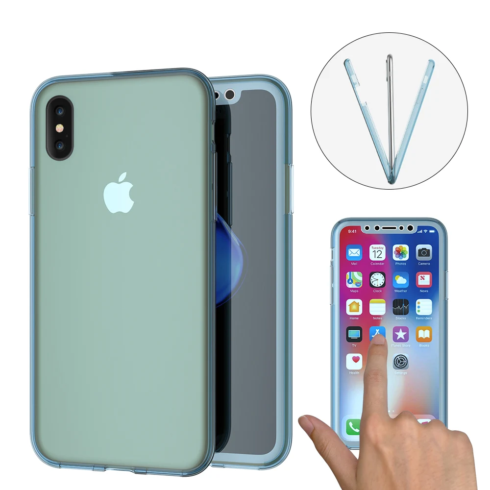 KISSCASE 360 градусов покрытие Чехлы для iPhone X ультра тонкий мягкий силиконовый чехол 7
