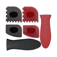 hot sale 6 piece durable grill pan scraper plastic set tool and silicone hot handle holder for cast iron skillets frying pans
