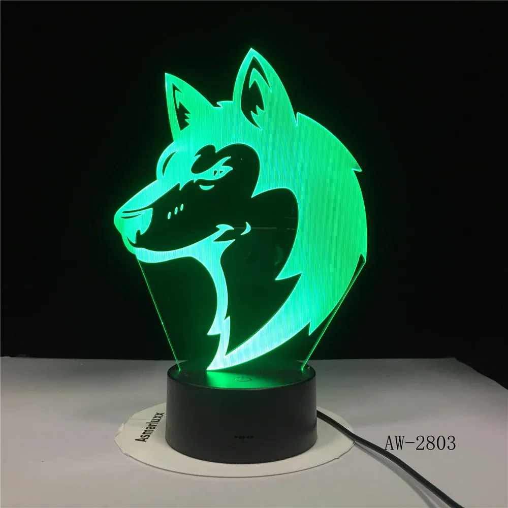 3d настольная лампа в виде головы волков светодиодный USB креативный ночной