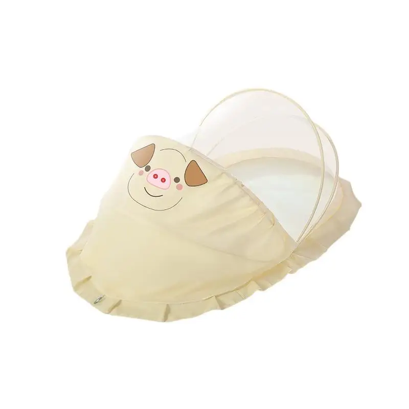 Cute Cartoon Baby Bed Crib Netting Children Mosquito Net Newborn Folding Self-expanding Tent For 0-2 Years Old | Мать и ребенок