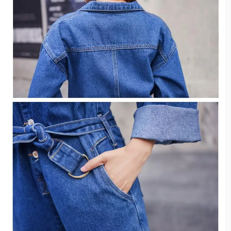 

Fashion Streetwear Style Denim Overalls Women 2019 Autumn Long Sleeve Bodysuit High Waist Jeans Bodycon Romper Wide Leg Jumpsuit