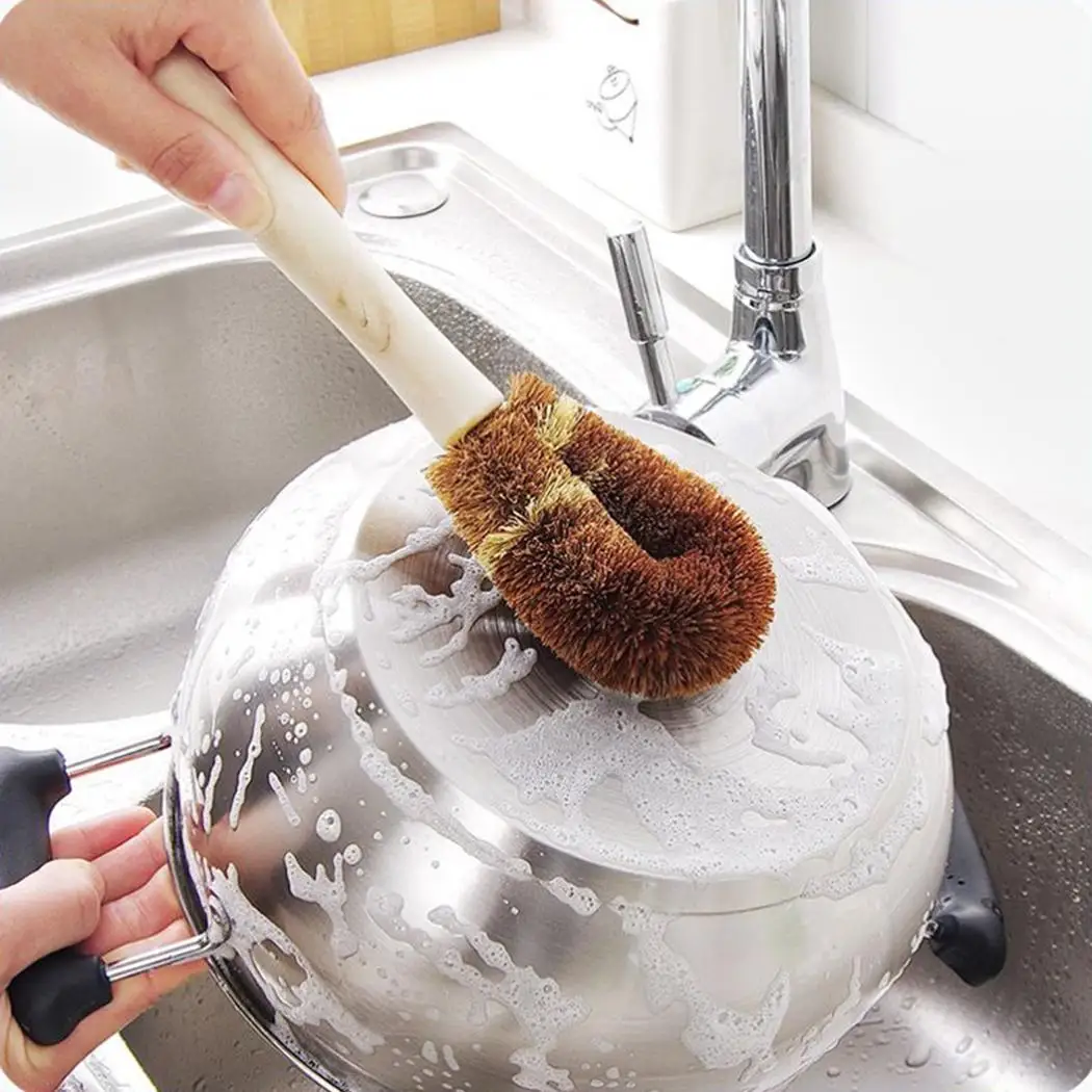 Кухонная Чистящая щетка Скраб для мытья посуды с деревянной экологически чистой