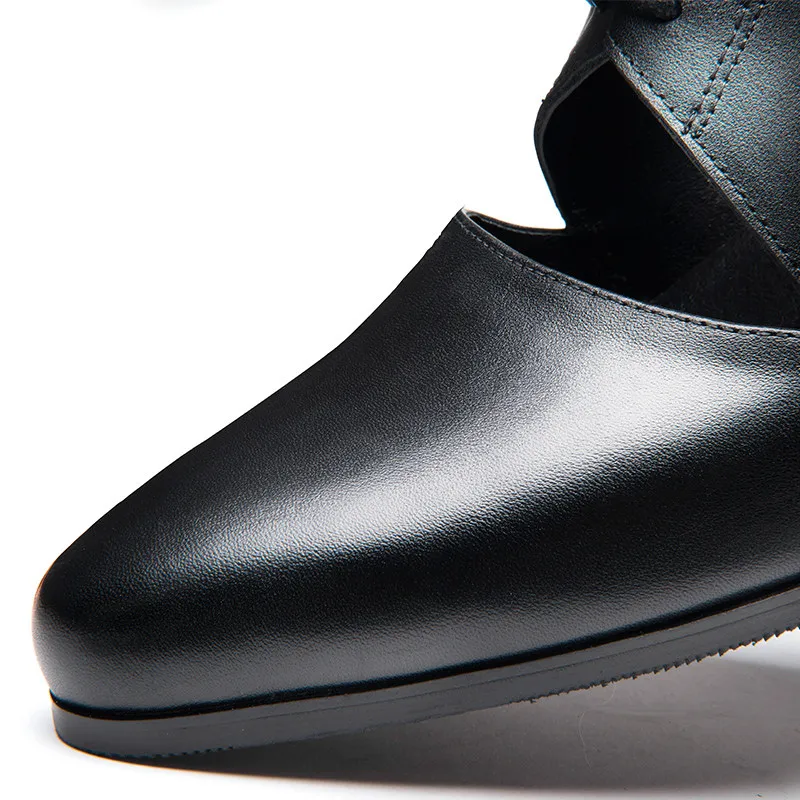 Высокое качество мужские летние сандалии на каблуке кожаные с натуральным