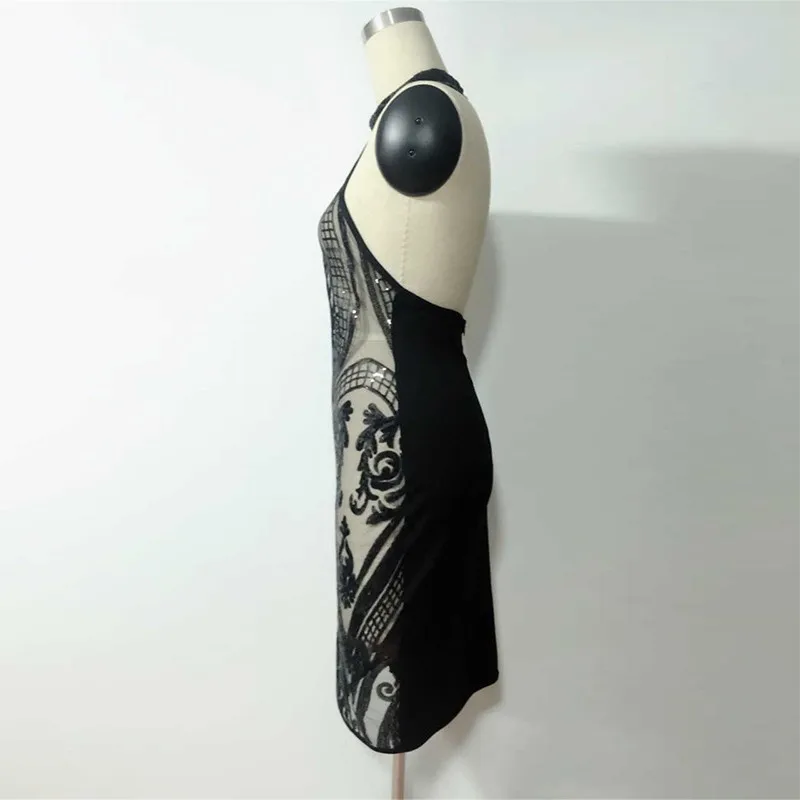 Новый Холтер сексуальное женское облегающее платье Sheer Mesh модные платья для