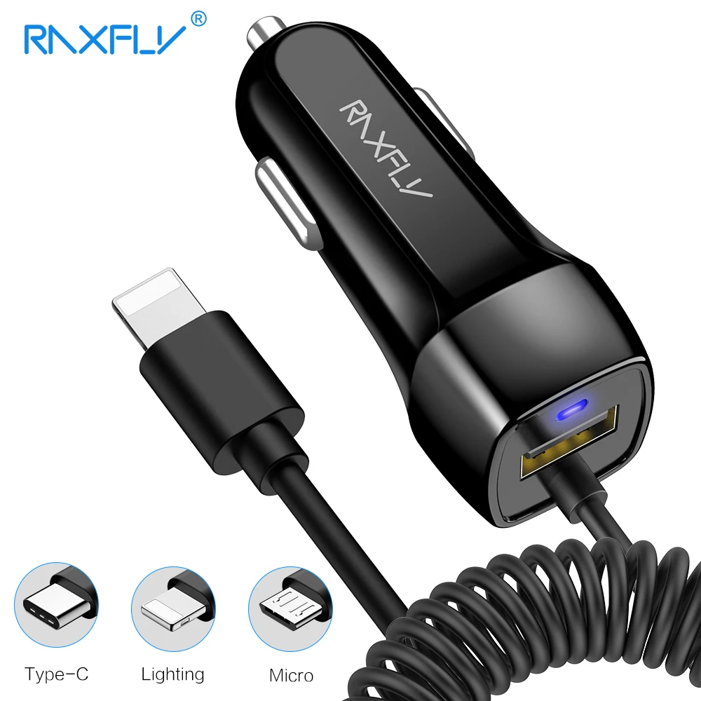 Автомобильное зарядное устройство RAXFLY Mini USB для iPhone X 7 8 Plus 6 6s 5 5S SE Xiaomi Redmi 4X A1 LED