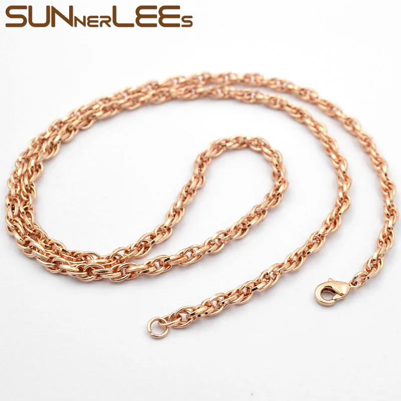 Комплект из колье и браслета плетеная цепочка 3 5 мм цвета розового золота C105 S |