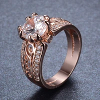 new round white ring wedding rose gold colour jewelry fashion popular sweet romantic anniversary gift ring size 5 9