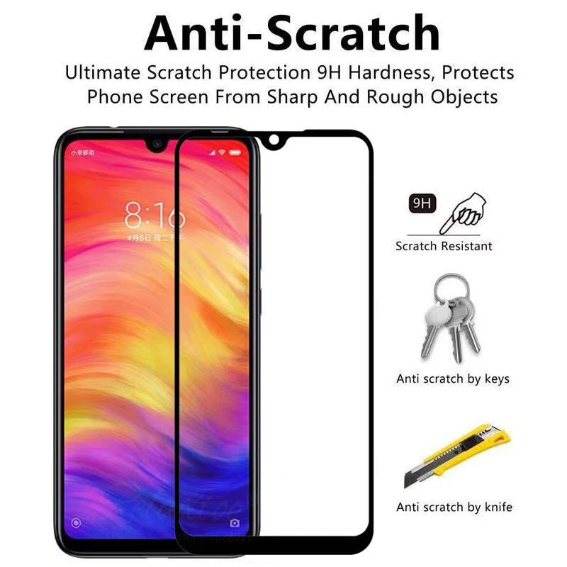 Полное покрытие закаленное стекло для Xiaomi redmi note 7 Защита экрана защитное на xiomi