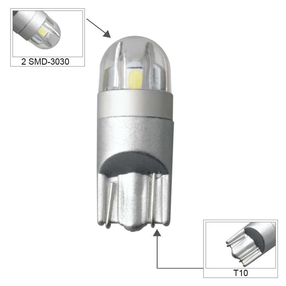2шт T10 светодиодный светильник 168 501 W5W 3030 2SMD интерьерные светильники клиновидная
