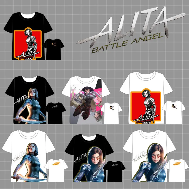 Хит продаж Alita: Боевая футболка с изображением ангела платье короткими рукавами