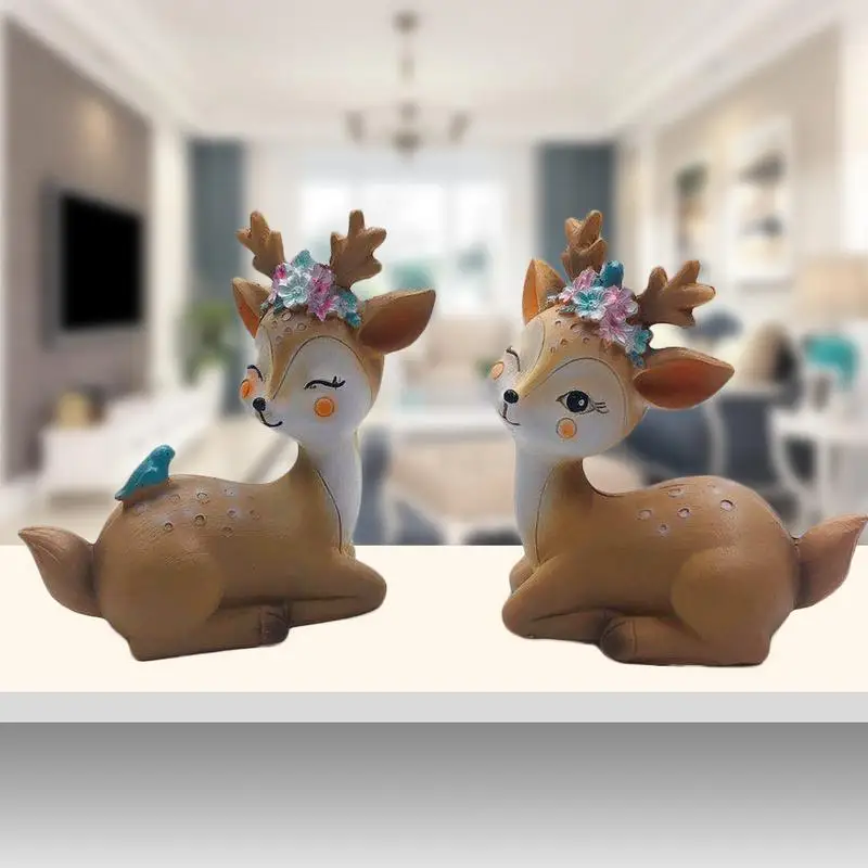

Auto Cute Deer Home Decoration Accessories Fairy Garden Miniature Animal Figurines Car Desktop Decor Birthday Gift Dropshopping