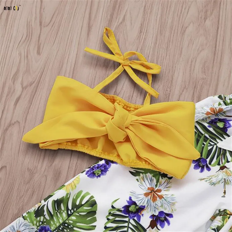 Летняя Пляжная одежда Одежда для девочек комплект из двух предметов: Топ и штаны