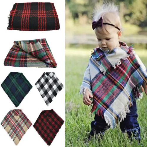 Winter Toddler Wool Plaid Scarf Tippet Cappa Kid Baby Girl Boy Warm | Детская одежда и обувь