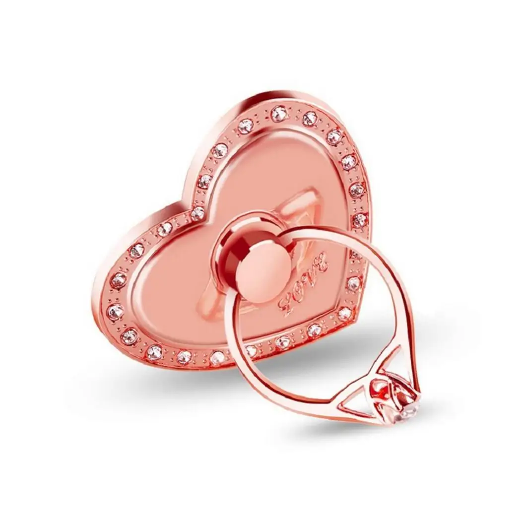 Держатель телефона с кольцом на палец в форме сердца подставкой со стразами