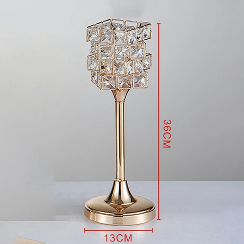 New Peculiar Metal Golden Finish Candle Holder With Crystals Wedding Candelabra Centerpiece Home Decoration Candlesticks | Дом и сад