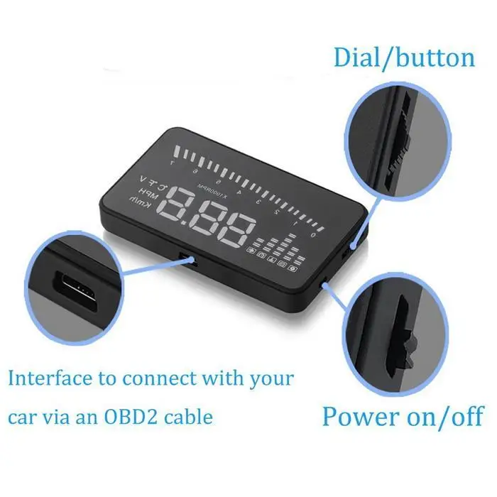 Авто монитор скорости gps HUD 3 дюймов автомобиль-40-80 10%-95% 9V-16Vdc (12Vdc/400mA) 30db Head Up дисплей