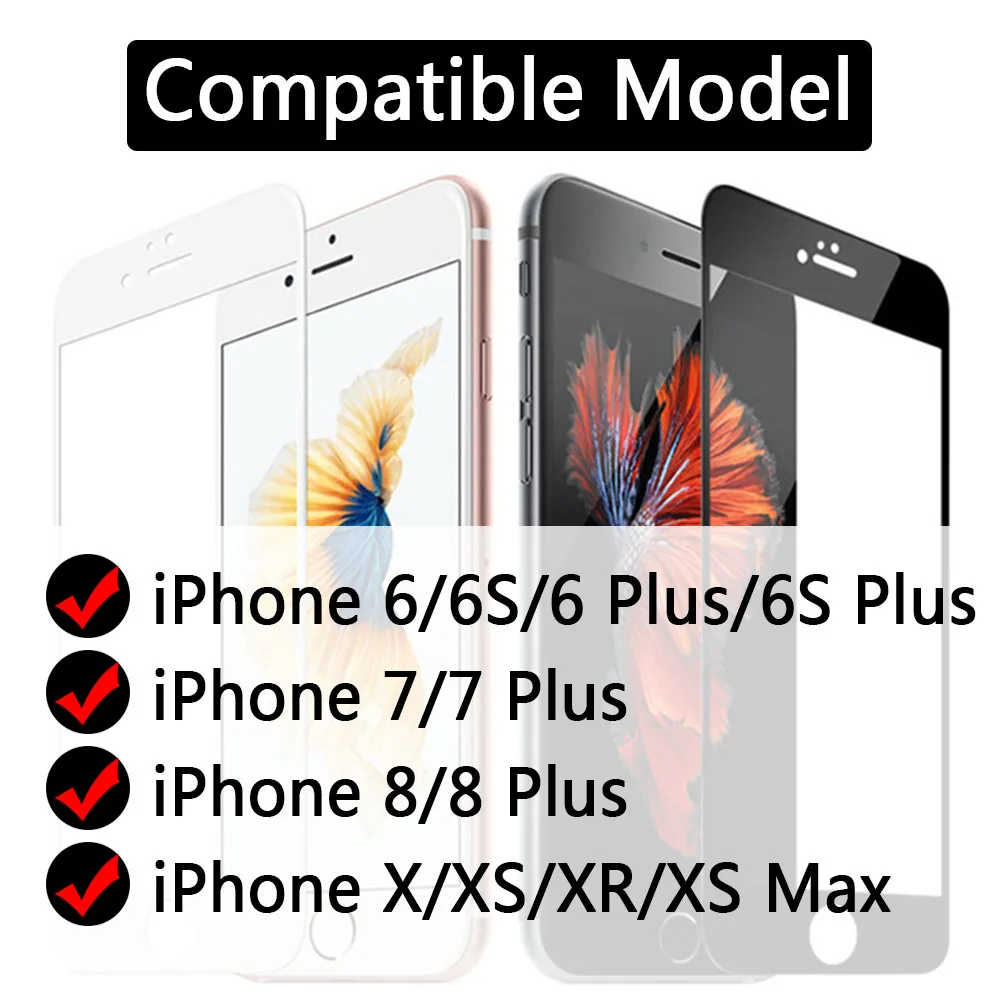 9H полное покрытие закаленное стекло для iPhone 7 8 6 6s Plus XR XS MAX Защитная пленка экрана
