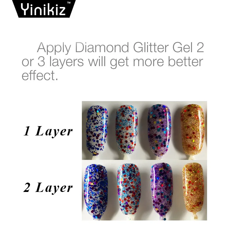 Yinikiz UV LED Алмазный Гель-лак для ногтей блестящий гель долговечный без протирания