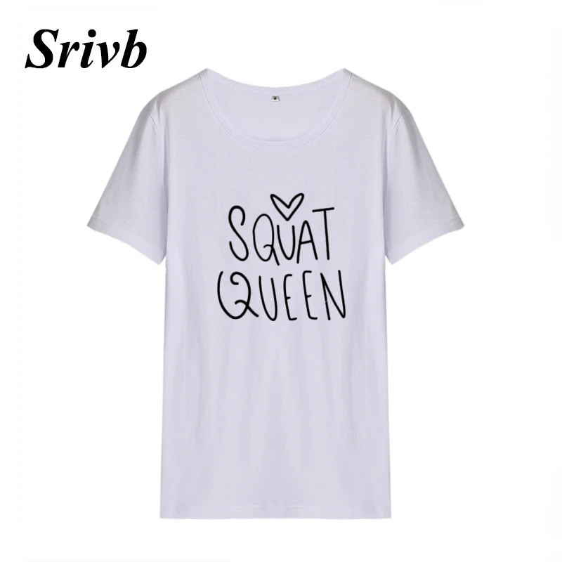 Srivb Squat Queen 2018 летние женские Топы Kawaii черно-белая хлопковая футболка с коротким