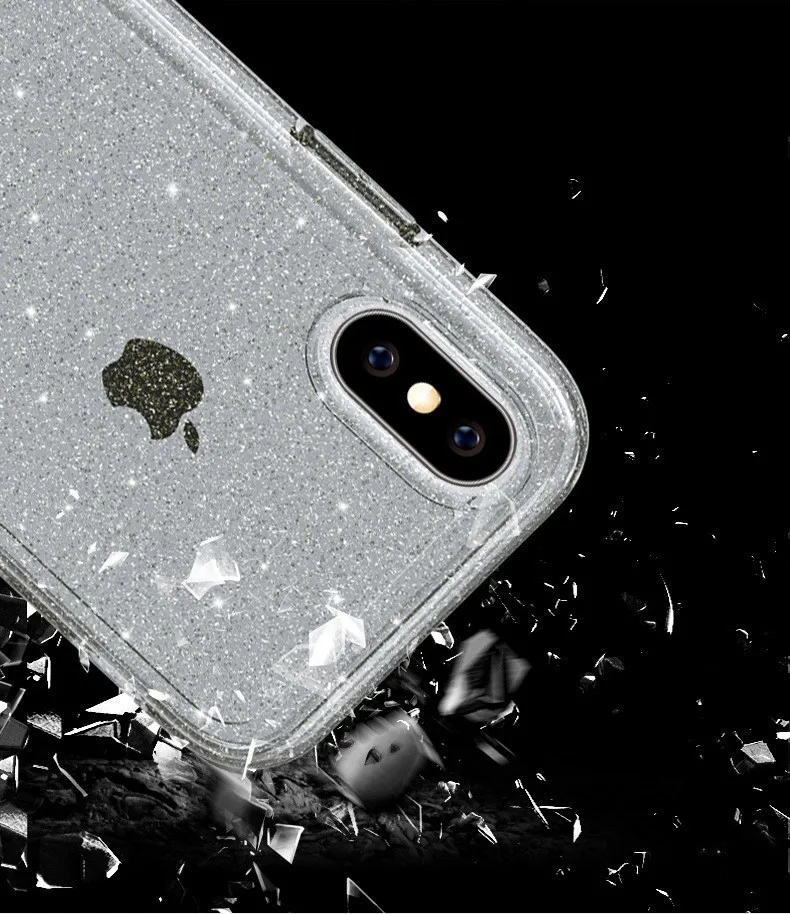 Для iPhone XS Max XR X Блестящий блестящий чехол для телефона бесшовная мягкая задняя