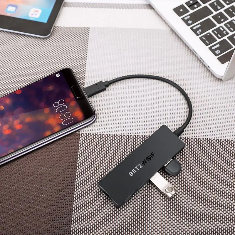 

BlitzWolf BW-TH3 USB Hubs 4 in 1 Type-C to 4-Port USB 3.0 Port Hub Data Hub with OTG Function 5Gbps USB 3.0 Transmission