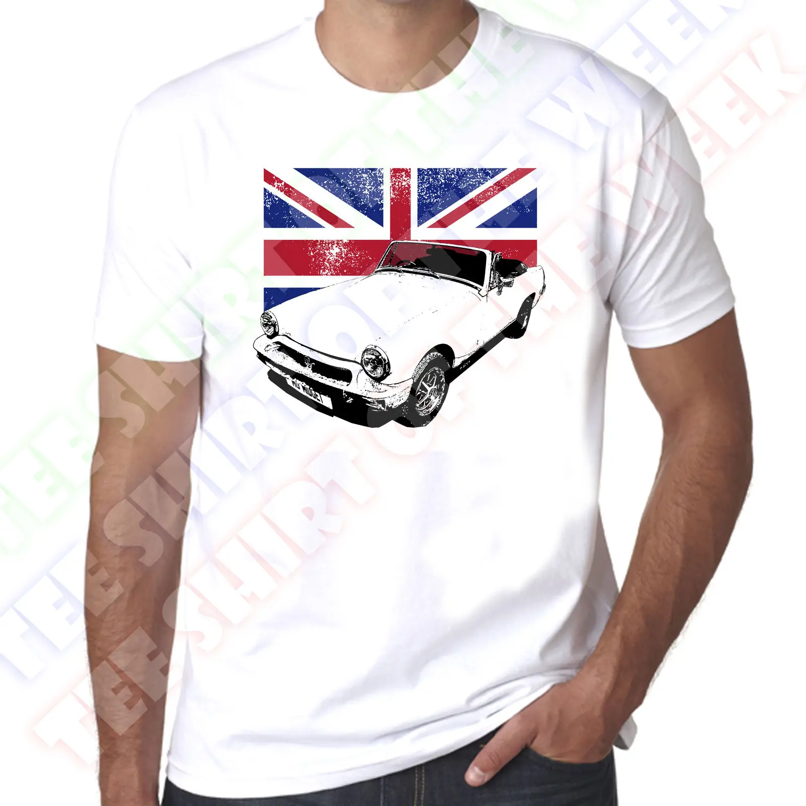 MG Midget Union Jack мужская белая футболка 100% хлопок дешевые оптовые футболки для мужчин