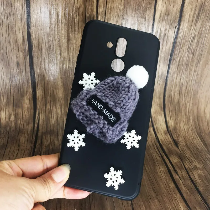 Пушистый чехол с рождественской шапкой для Huawei Mate 20 lite / Mate20 Pro Милые силиконовые