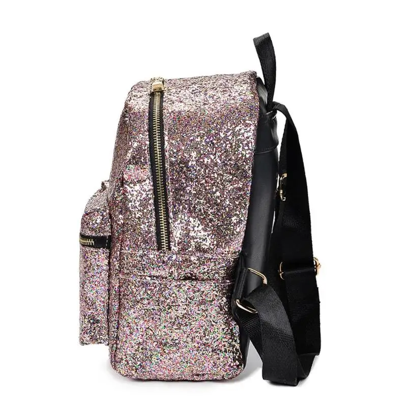 Модные женские туфли из кожи с пайетками Блестящий женский рюкзак Mochila для