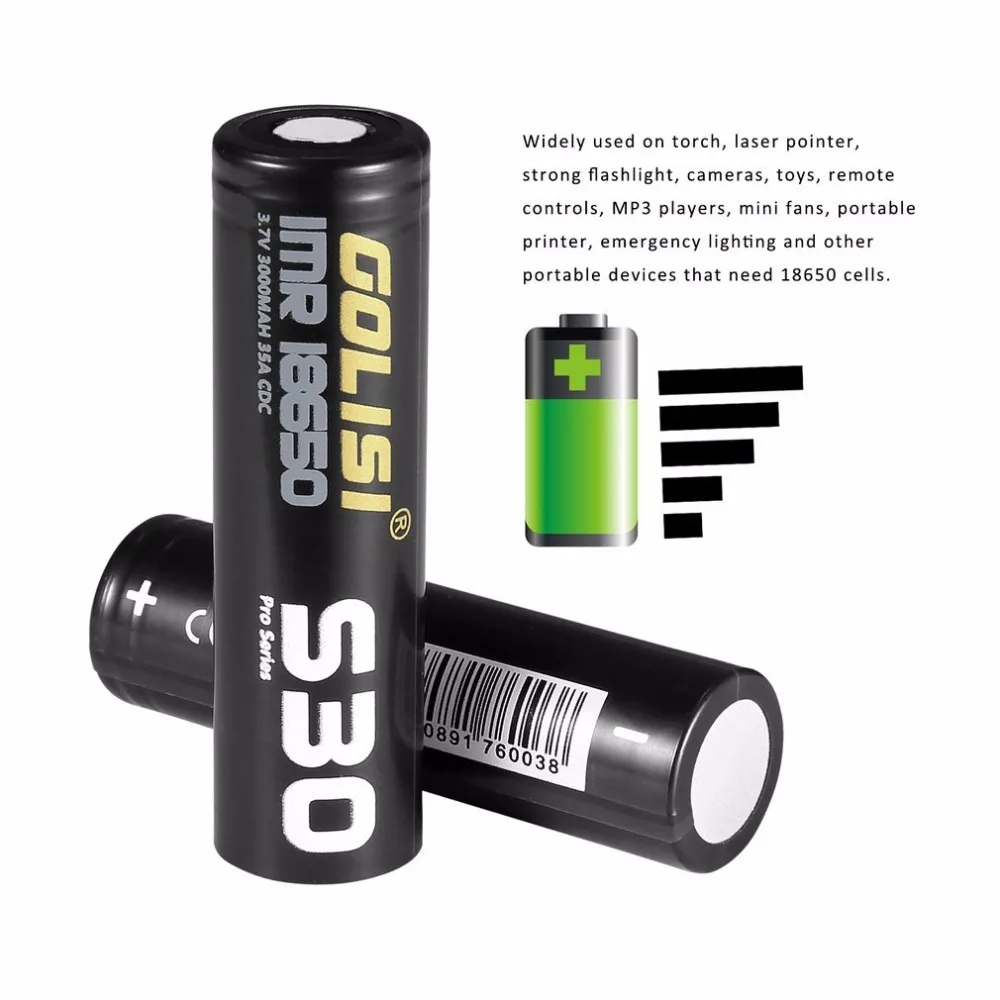 Golisi S30 Imr 18650 3000 мАч 3 7 В Cdr 25A Max 35A Высокая дренажная электронная сигарета