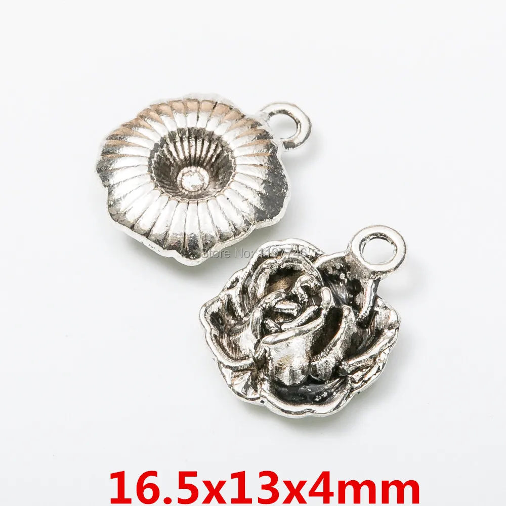 Camellia Rose 10pcs Various Zinc Alloy Silver plated Roses Charm Pendant Hollow Flower Connector DIY Jewelry Finding | Украшения и