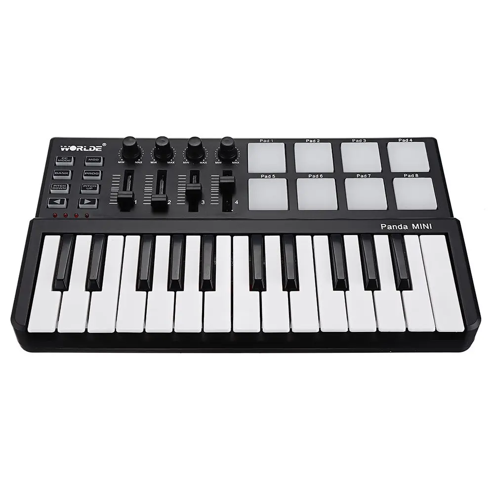 WORLDE Panda 25-клавишная Мини Портативная USB клавиатура барабанная панель и MIDI