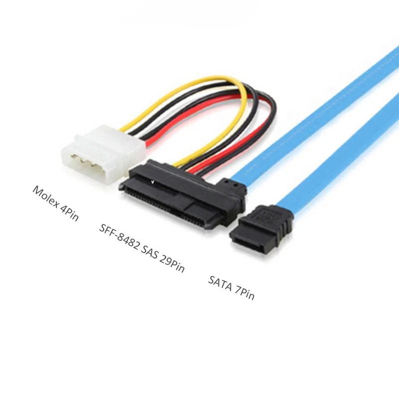 Кабель конвертер для жесткого диска 70 см Mini SAS 29Pin SCSI в SATA 7Pin с LP4 Molex IDE 4 контактный