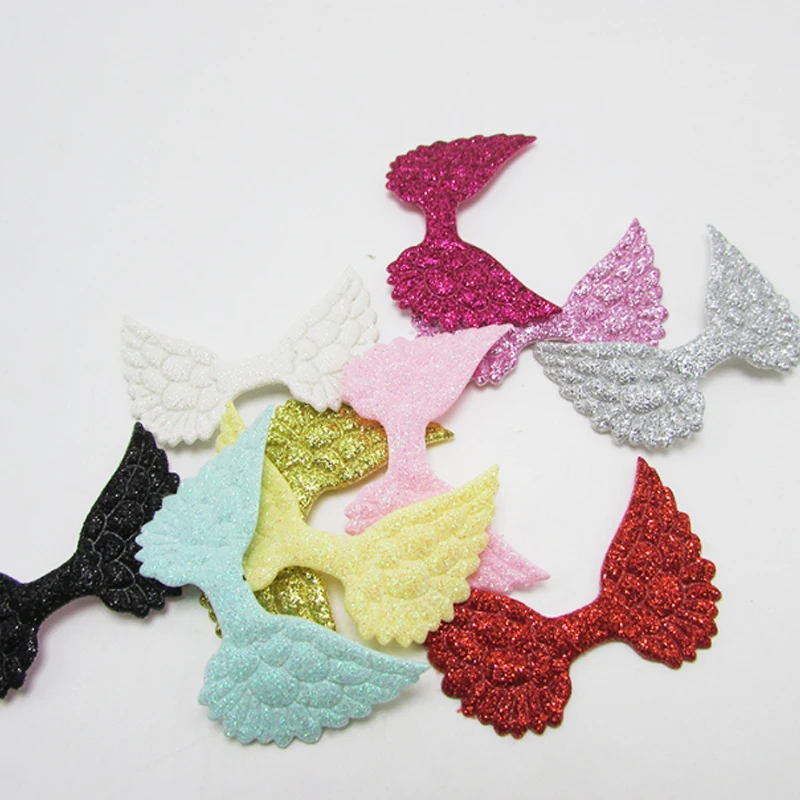 Sale 10PCS/Pack Glitter 50*33mm Korean hair accessories crafts angel wings Cartoon handmade materials DIY Decor | Аксессуары для