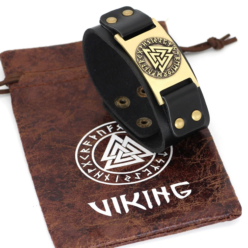 Для мужчин viking компас вальнуть языческих руны кожаный браслет амулет ювелирные