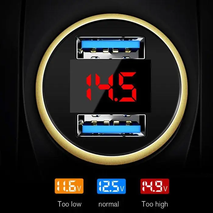 3.1A 5V Dual USB Автомобильное зарядное устройство Прикуриватель Авто Быстрая зарядка