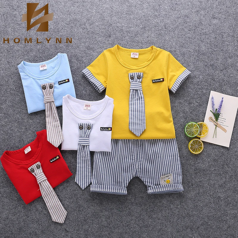 2019 Homlynn Boys Clothes Fashion Striped Shorts Toddler Clothing Set Kids Christmas Thanksgiving Outfits Summer | Детская одежда и