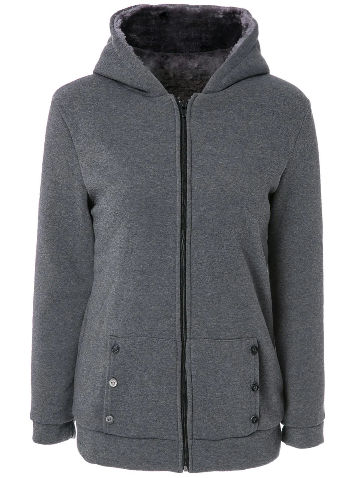 Wipalo Women Stylish Long Sleeves Solid Zipper Up Flocking Hoodie Pocket Embellished Hooded Casual Sweatshirts M Size | Женская одежда