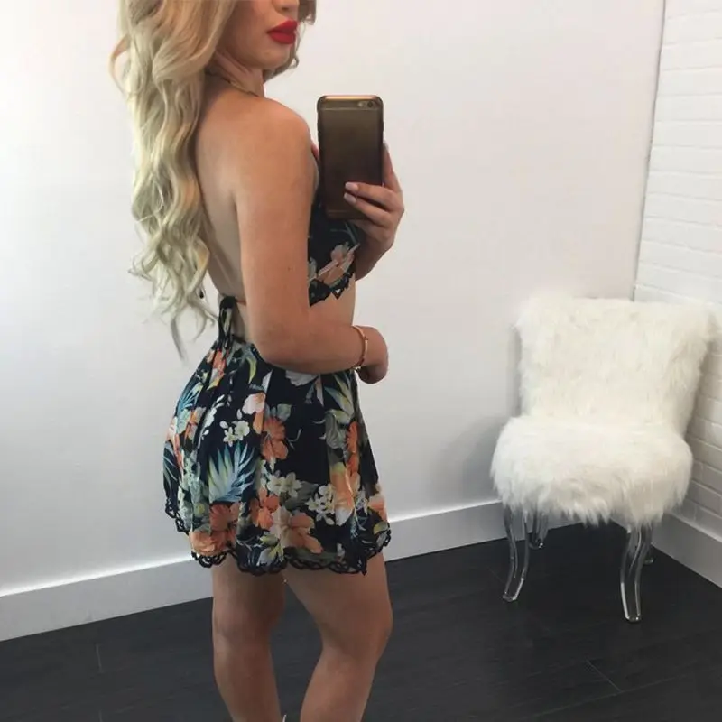 FANCYINN ретро с цветочным принтом комплект из двух предметов летние для женщин Bodycon