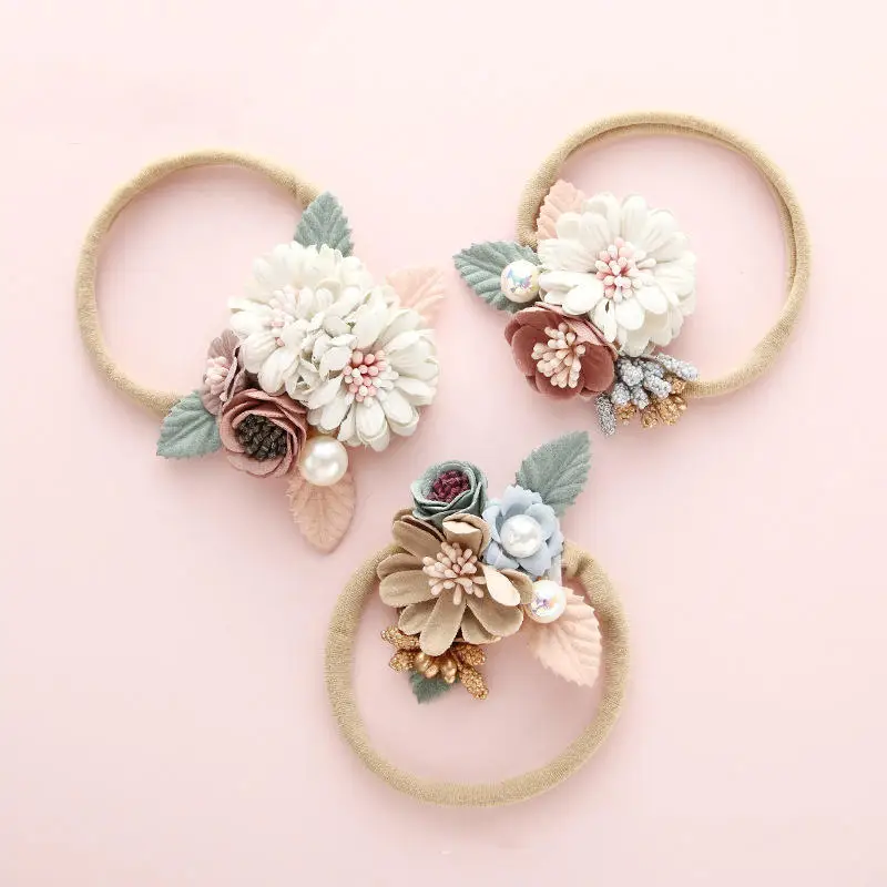 Wecute-Diadema Bandeau para beb&eacute;, banda para el pelo para beb&eacute; con flores, estilo princesa, accesorios para el cabello para ni&ntilde;a-2