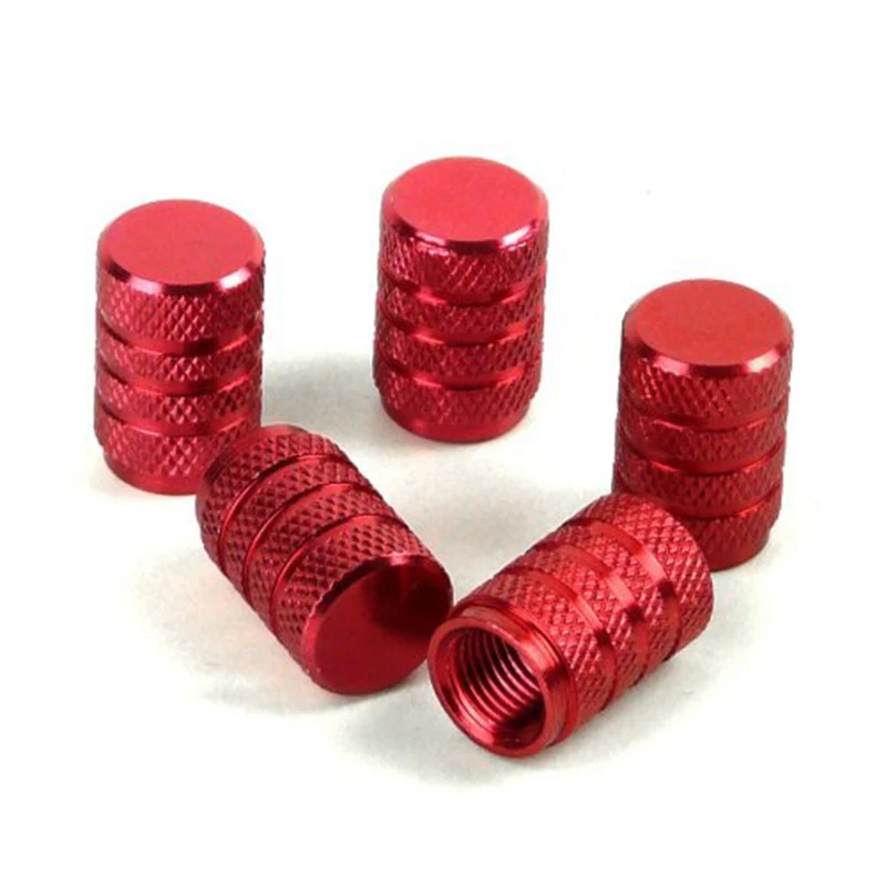 5 Pcs Red Aluminum Alloy Bicycle Valve Caps valve Closures Theftproof Car/Bike Tire Air Wheel Round | Спорт и развлечения