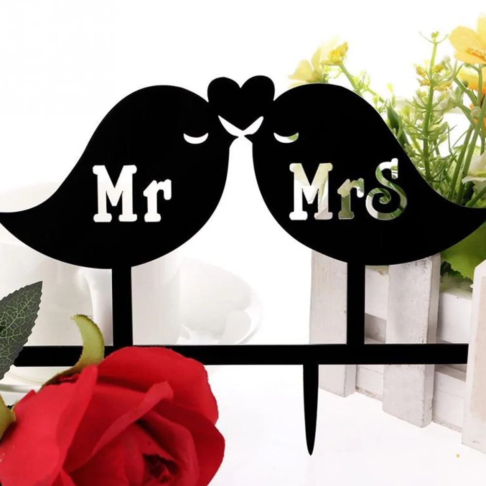 Свадебный торт Топпер любовь птицы Mr Mrs кексы флаги уникальный свадебный подарок