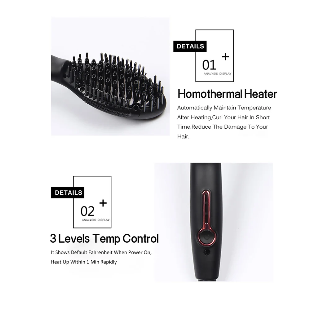 Top Sale Ufree U-309 Negative Straight Brush Tourmaline Ceramic Straightener Hair Straightening Comb Perfect Styler 110-220V U | Красота и
